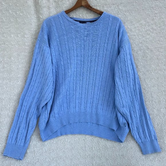 IZOD Women's‎ Cable Knit Baby Blue Sweater Size XXL - Picture 1 of 5